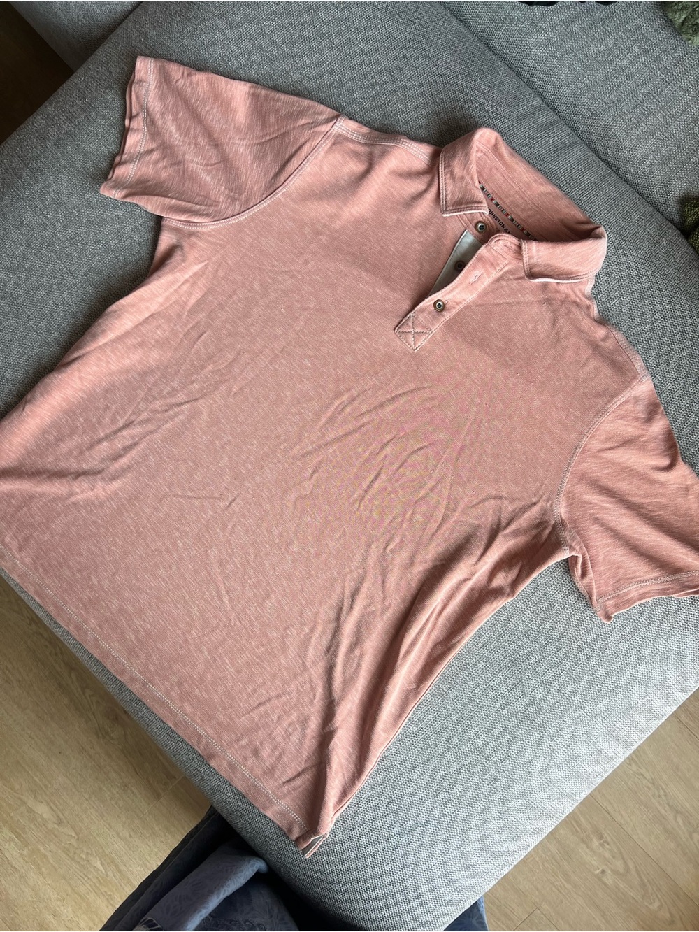 Johnston & Murphy Men's Heathered Salmon Pink Polo Shirt
